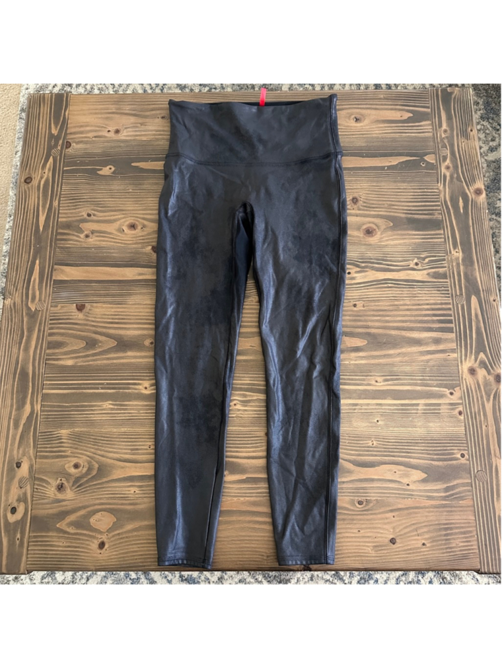 SPANX Faux Leather Leggings Womens XL Black High Rise Shaping Pants WORN